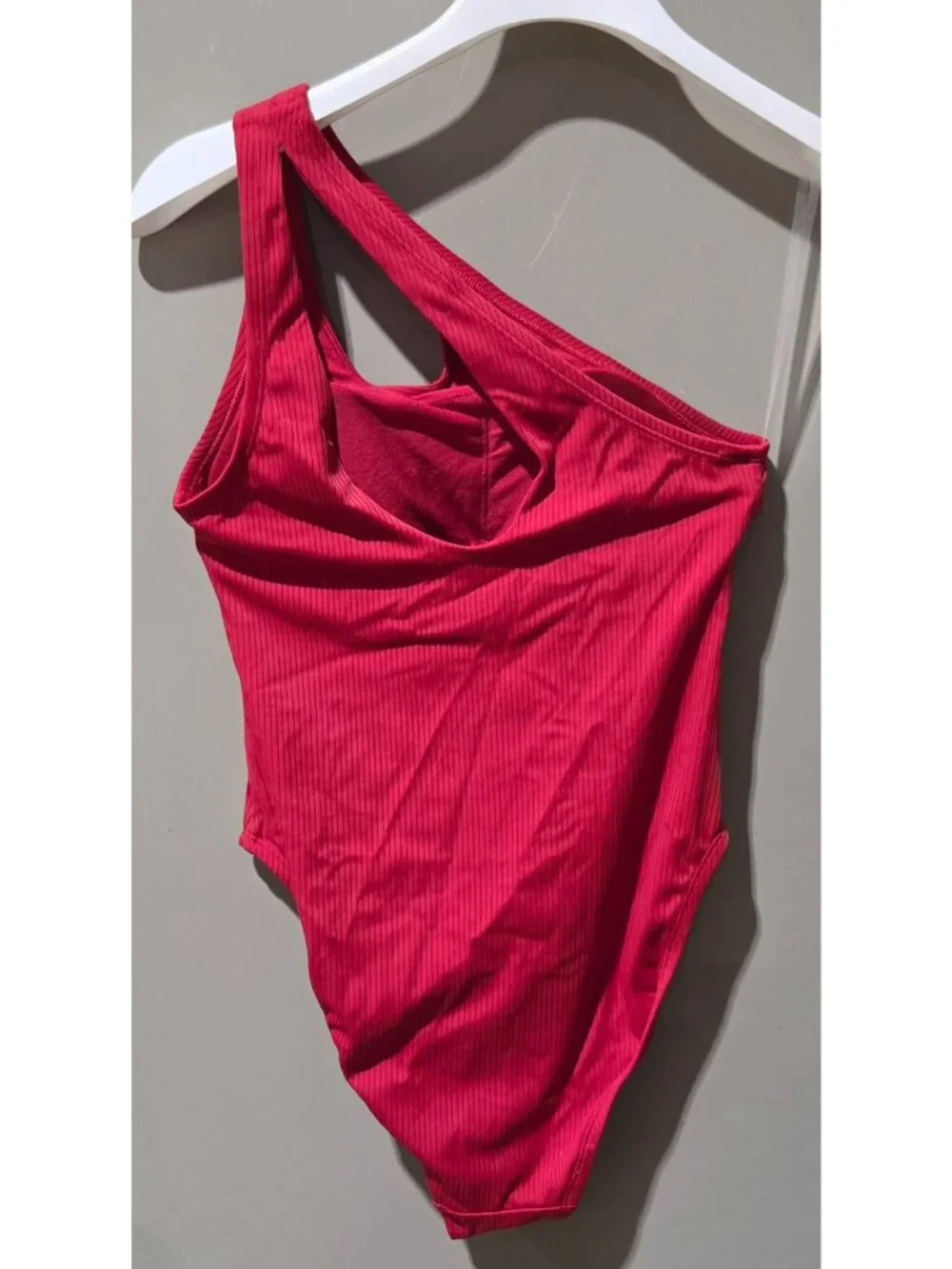 Shade & Shore Red Cut Out 1 Shoulder & Ribbed Texture 1 Pc Swimsuit -- Small 4-6